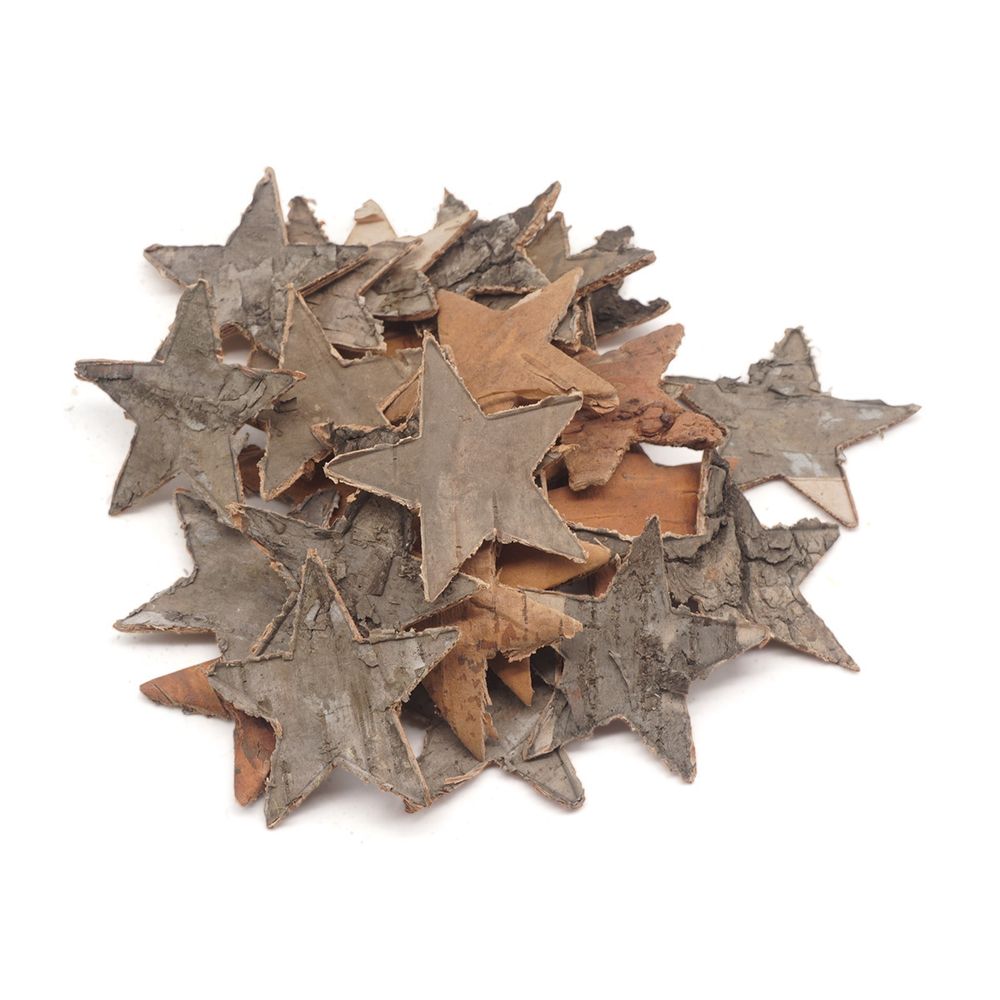 Декоративные элементы из коры дерева "Звездочки", 4см, 30 шт/уп, нат/дерево