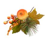 Веточка декоративная осенняя с ягодами, яблоком и хвоей 22 см, 3 шт, 01, Blumentag