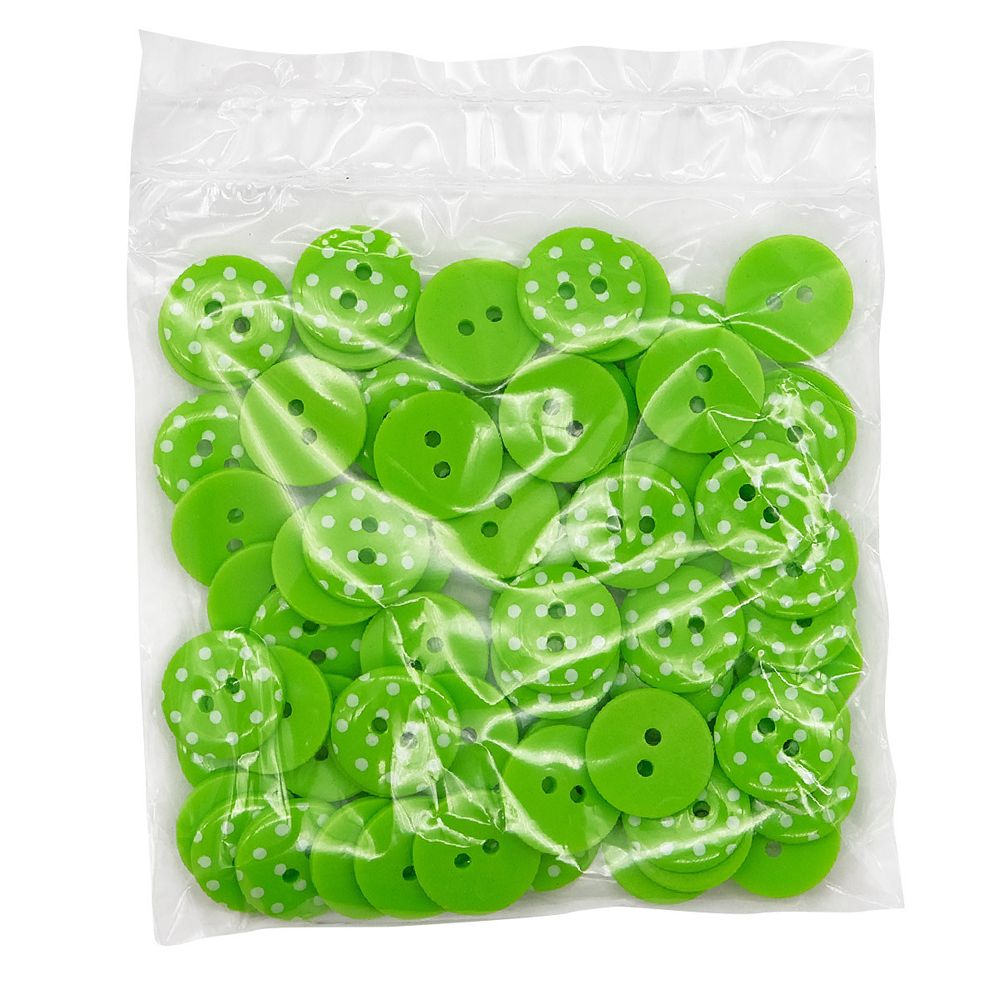 Пуговицы детские Горошек 24L (441 салатовый) Q7125-FSS, 72 шт