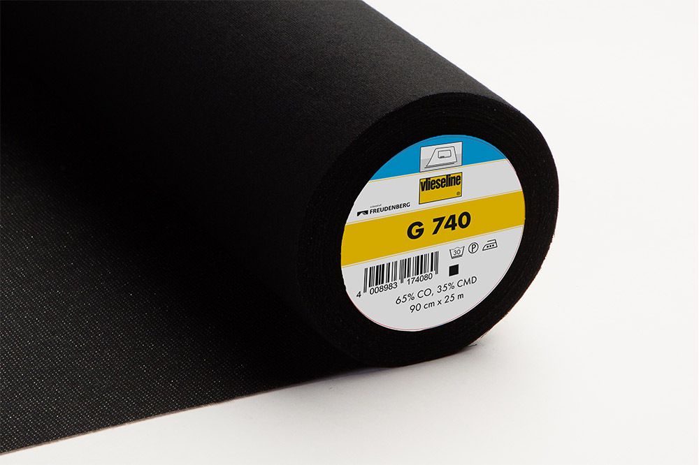 Флизелин клеевой тканый подкладочный G 740, 90см*25м, черный, 53299297, Freudenberg, 25 м
