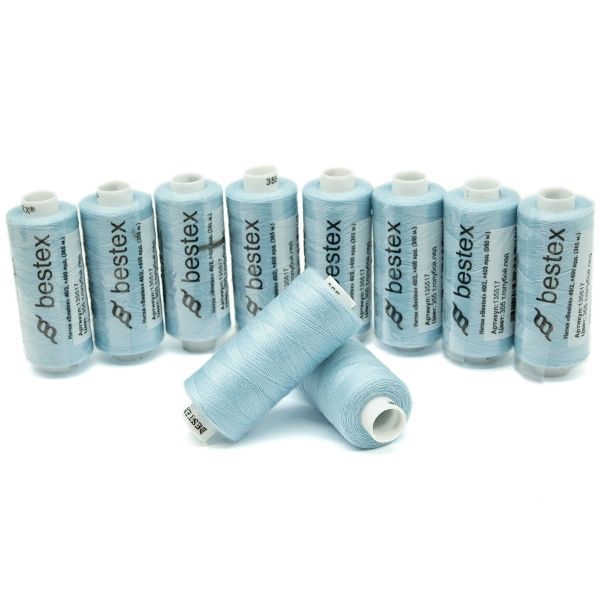 Нитки швейные бытовые Bestex 40/2, 365 м (400 ярд) / 10 кат., 355 бледно-голубой