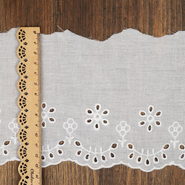 Кружево шитьё хлопок 120 мм / 13.71 метра, арт.2661C, цв.01 белый