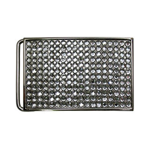 Пряжка ременная металл 70х45 мм, 2 шт, со стразами, 04 никель (прозрачный), Micron GB 1417