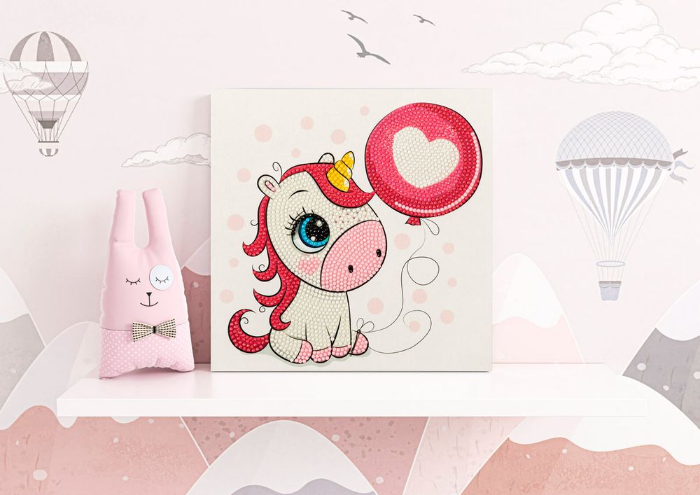 Алмазная (кристальная) мозаика Фрея, постер Единорожка, 20х20 см