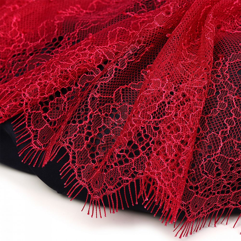 Кружево шантильи (реснички) диз. A88 шир.170мм цв.S261 ягодный, 3 метра, Kruzhevo