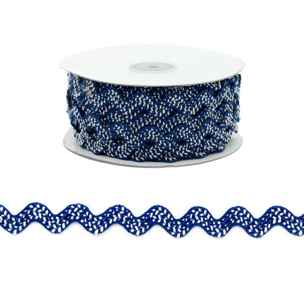 Тесьма вьюнчик разноцветный 20 мм, 25 м, белый/синий