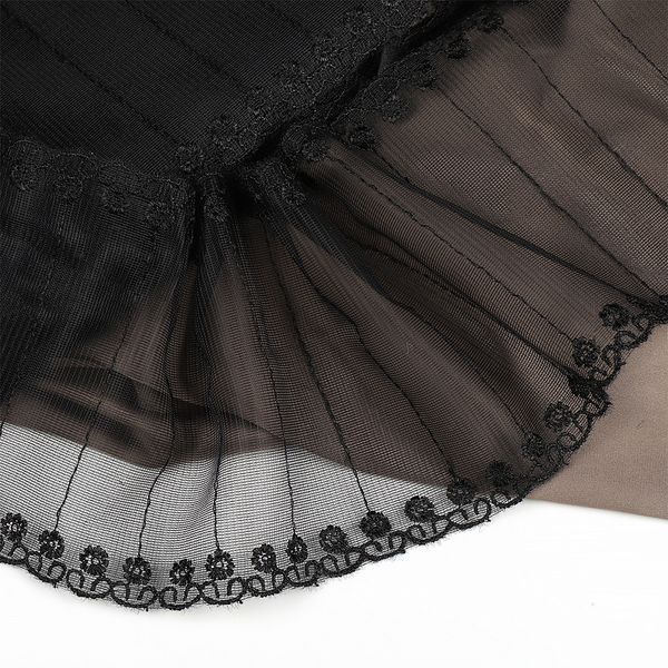 Кружево на сетке широкое 130 мм, диз. 202, цв.черный уп. 13.71 м, Kruzhevo