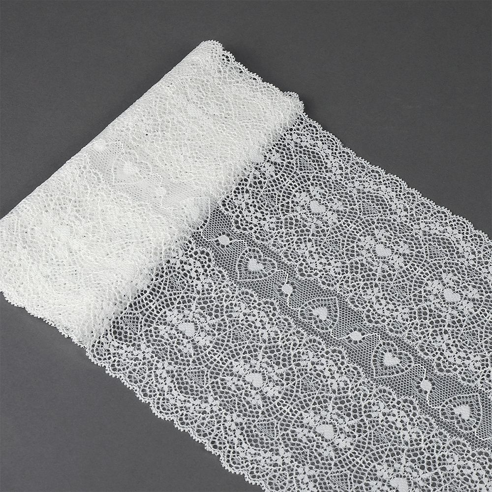 Кружево бельевое эластичное 185 мм / 18 м, 6185, цв.004 белый, Kruzhevo