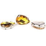 Хрустальные стразы в цапах формы капля, желтый 13х18 мм, 3 шт., АЦ004НН1318