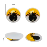 Глаза для кукол и игрушек бегающие с ресницами 24 мм, цв. желтый, уп. 10 шт