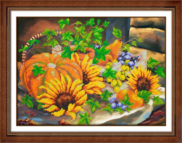 Набор для вышивания бисером Паутинка, Натюрморт с тыквами 40х29 см