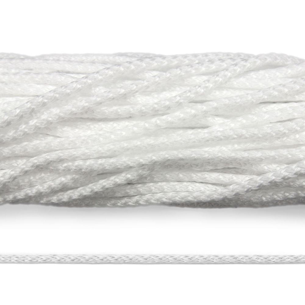 Шнур полипропилен круглый вязаный ⌀6.0 мм / 100 метров, 6-01 белый