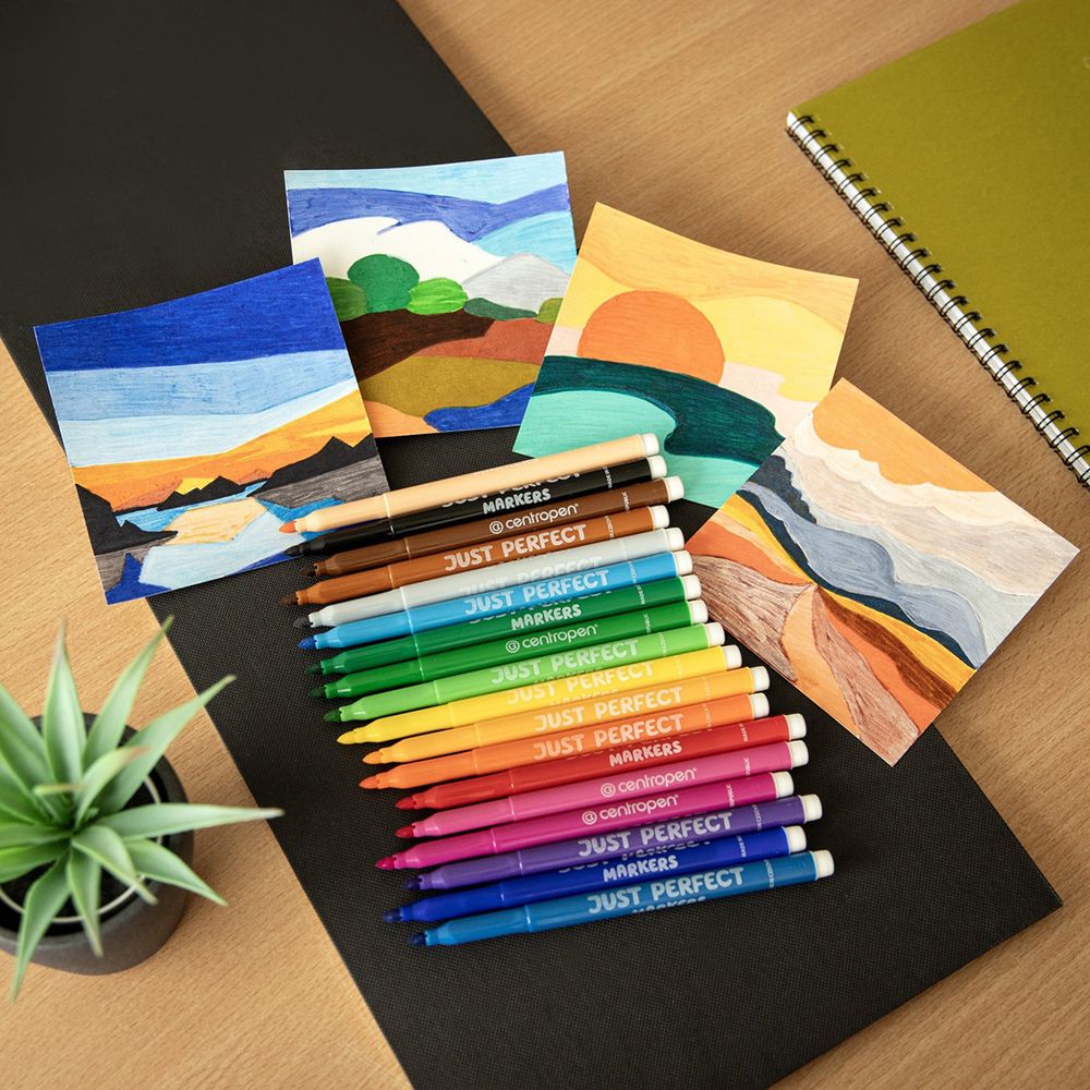 Набор цветных фломастеров Just Perfect– Dry Safe, 12 цв, Centropen 2510/12