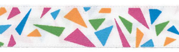 Лента атласная с рисунком 12.0 мм / 5 шт по 3 метра, W8/001 треугольники/белый, Gamma ALP-124