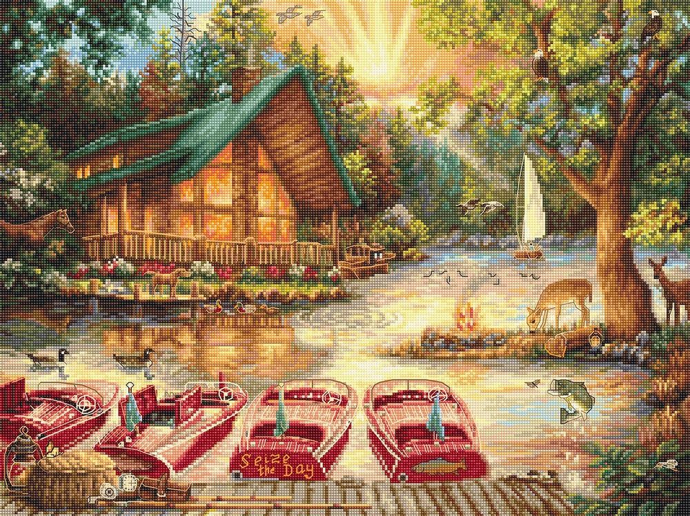 Набор для вышивания нитками LetiStitch, Жить одним днем 42х32 см