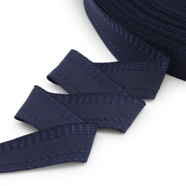 Тесьма брючная двухсторонняя 16 мм, 50 м, 3.5 г/м, т.синий