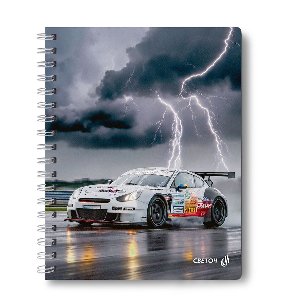 Тетрадь ученическая общая, A5 96 л. на гребне 60 г/м², белизна 90 %, 4 шт, клетка, 01187 На предельной скорости, Светоч Т111