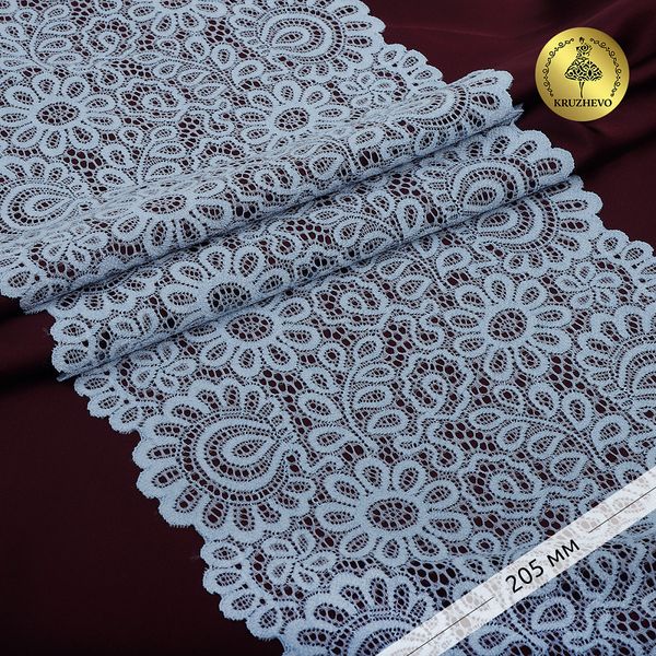 Кружево бельевое эластичное 205 мм / 3 м, TBY.YSTL00839, цв.L3090 голубой, Kruzhevo