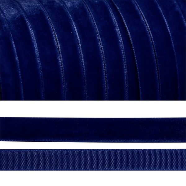 Лента бархатная (тесьма) 06.0 мм / 30 метров, нейлон, т.синий, M10001