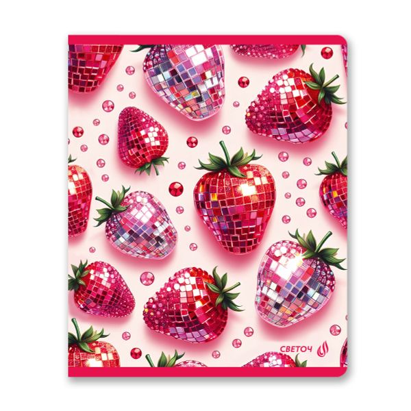 Тетрадь ученическая общая, выборочные блёстки, A5+ 48 л. на скобе 65 г/м², белизна 100 %, 10 шт, клетка, 01129 Микс-Розовый кристалл, Светоч Т83