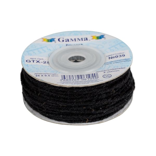 Шнур бечевка ⌀2.0 мм, 25 м, 039 черный, Gamma GTX-25