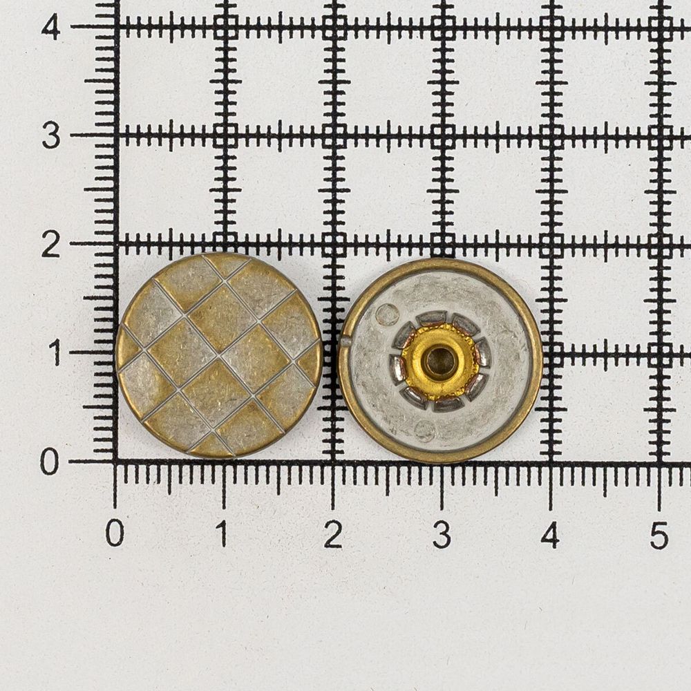Часть кнопки Альфа (S-образная) ⌀19 мм (A-часть), 5/19, цв.белый зол цв.мет клетка (А) 19 мм, 20 шт
