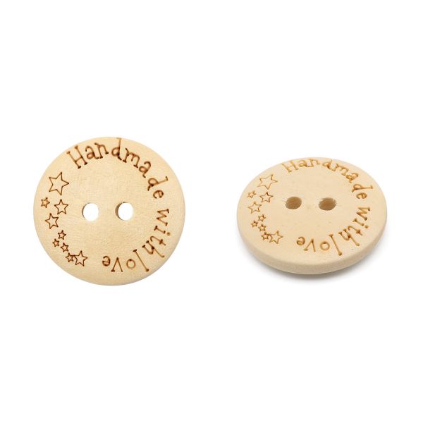 Пуговицы на 2 прокола Handmade 32L (20мм), дерево (Milk (молочный)), W21, 36 шт