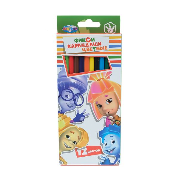 Карандаши цветные пластиковые 12 цветов Фиксики, 84207