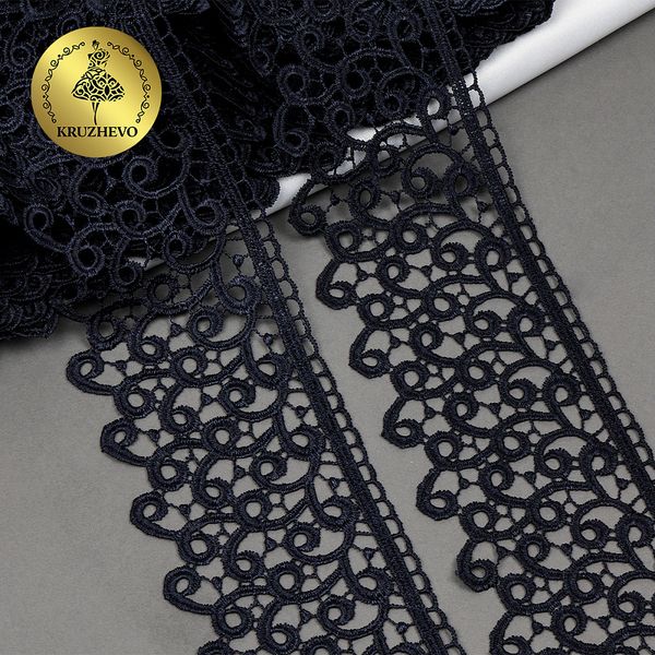 Кружево гипюр (плетёное) 80 мм, TR.8G8386, 01 т.синий, 12м, Kruzhevo