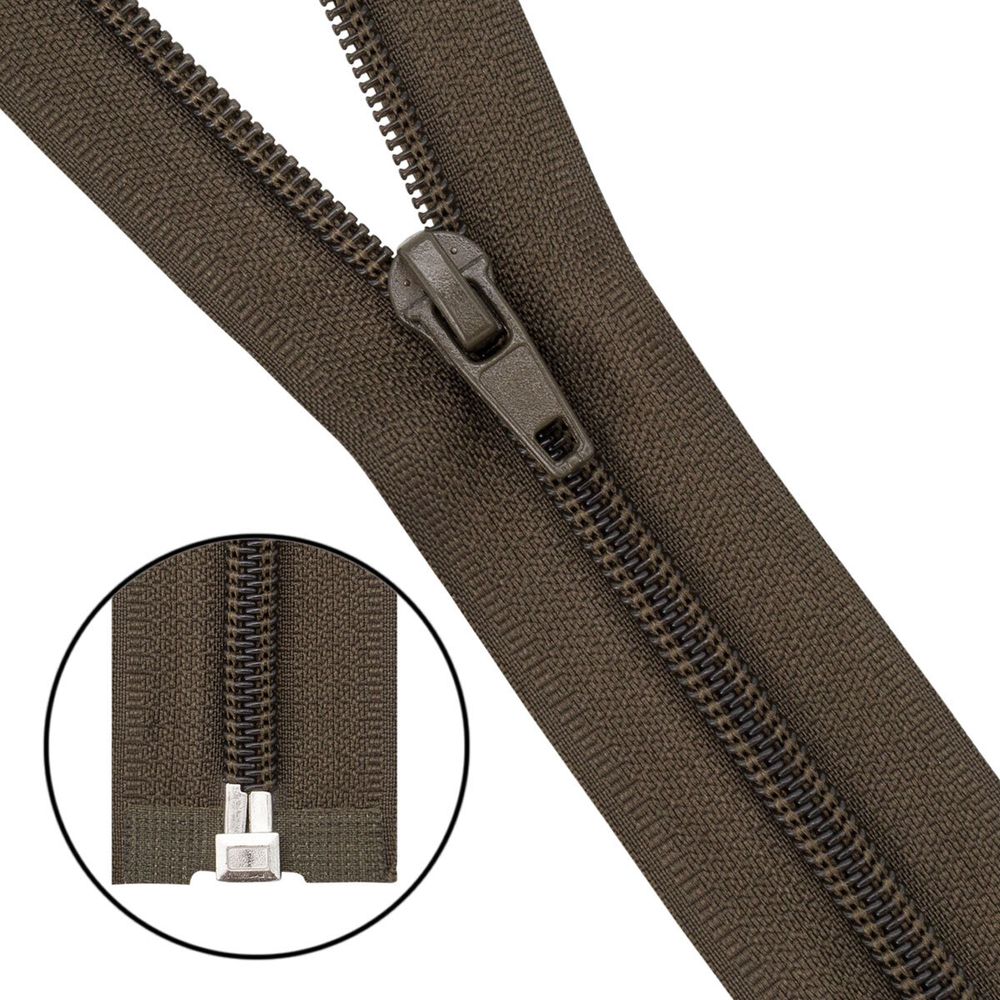 Молния спираль (витая) Т5 (5 мм) 1 зам., разъем., 80 см, 078 хаки, 10 шт