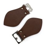 Фурнитура застежка для кардигана кожаная №2 коричневая 24см (никель), 2 шт