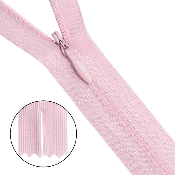 Молния потайная (скрытая) Т3 (3 мм) 1 зам., н/раз., 50 см, бл.роз, 31292 / 50, 10 шт
