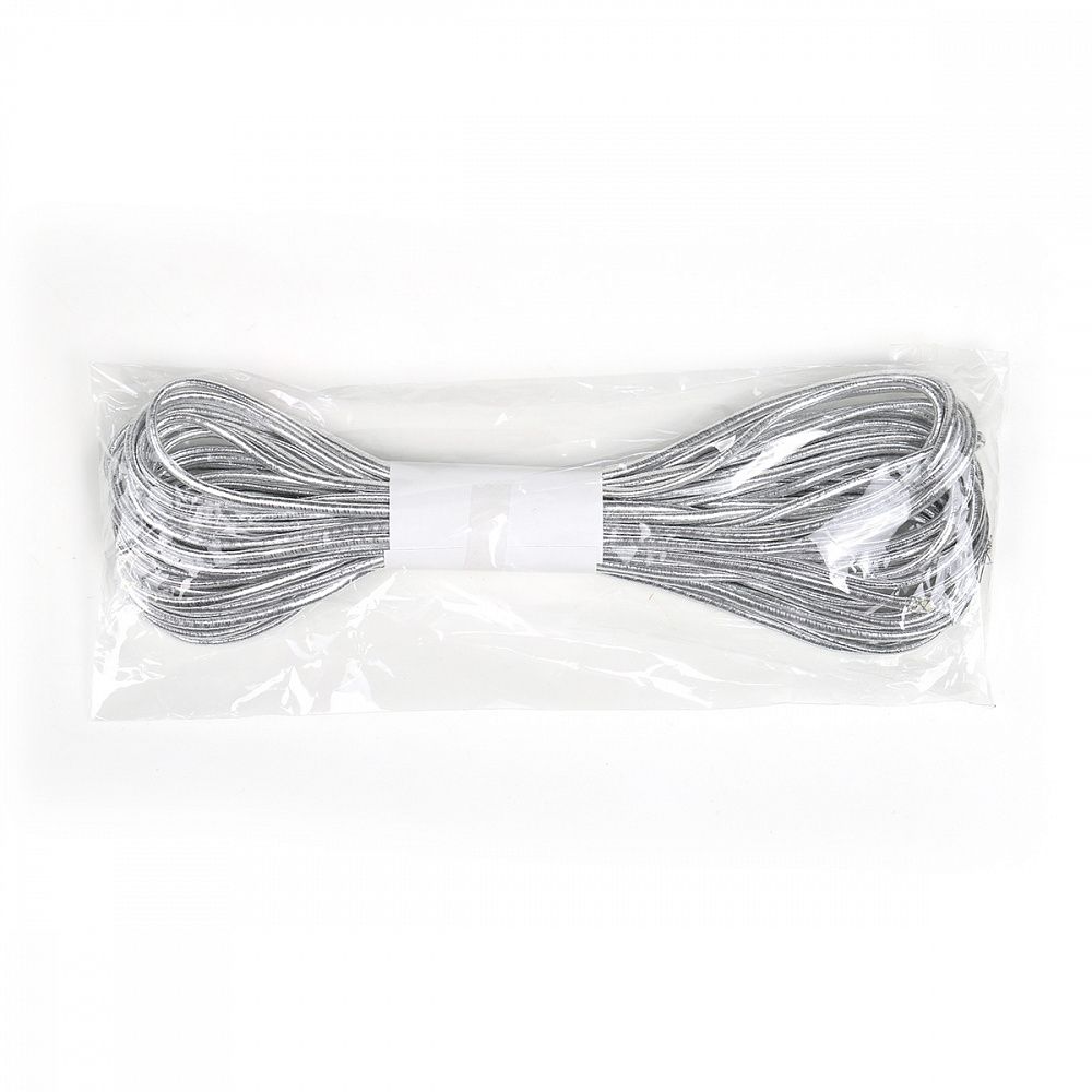 Резинка шляпная (шнур эластичный) ⌀3.0 мм / 10±0.5 метров, цв.серебро