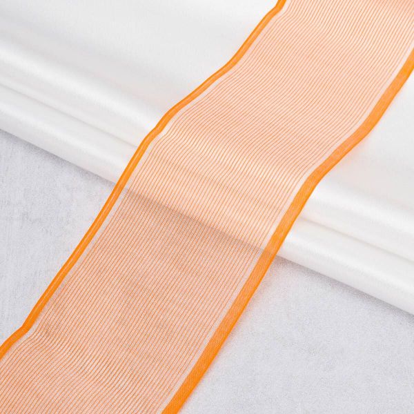 Лента для бантов 80.0 мм / 25 метров, оранжевый/ серебро, С3501Г17(С3622Г17)