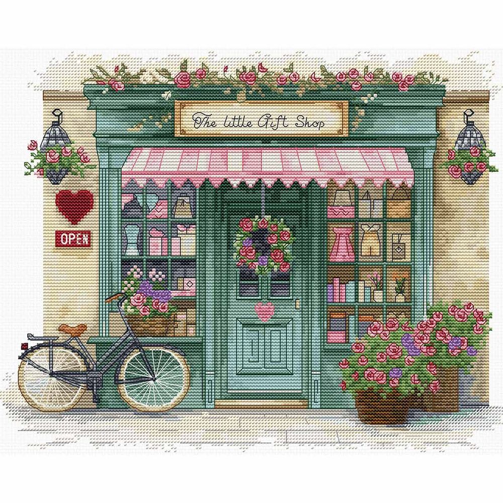 Набор для вышивания нитками Luca-S, Магазинчик сувениров, 26х21см