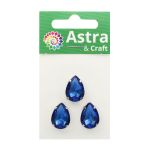 Хрустальные стразы в цапах формы капля, сапфир 13х18 мм, 3 шт, АЦ010НН1318