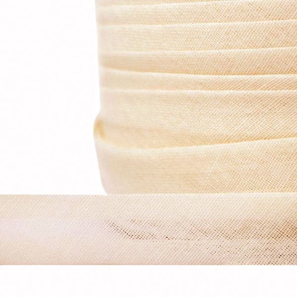 Косая бейка хлопковая 15 мм / 132±1 метра, BS, ≈2.48 г/м², F104 молочный