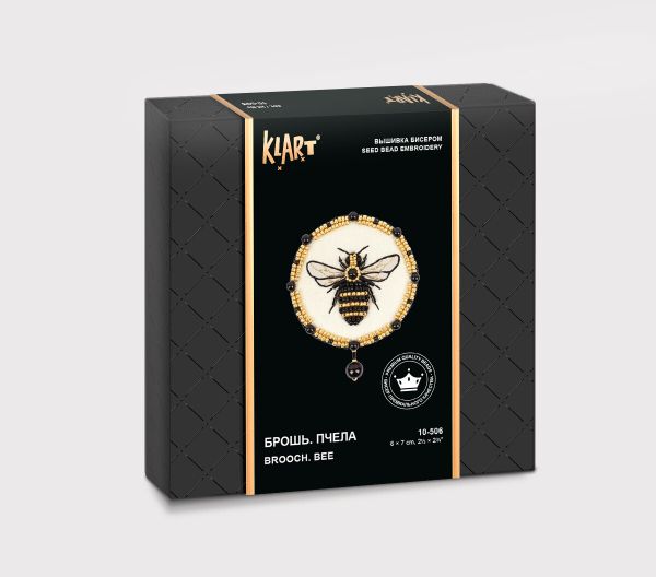 Набор для вышивания бисером Klart, Брошь. Пчела, 7х6 см