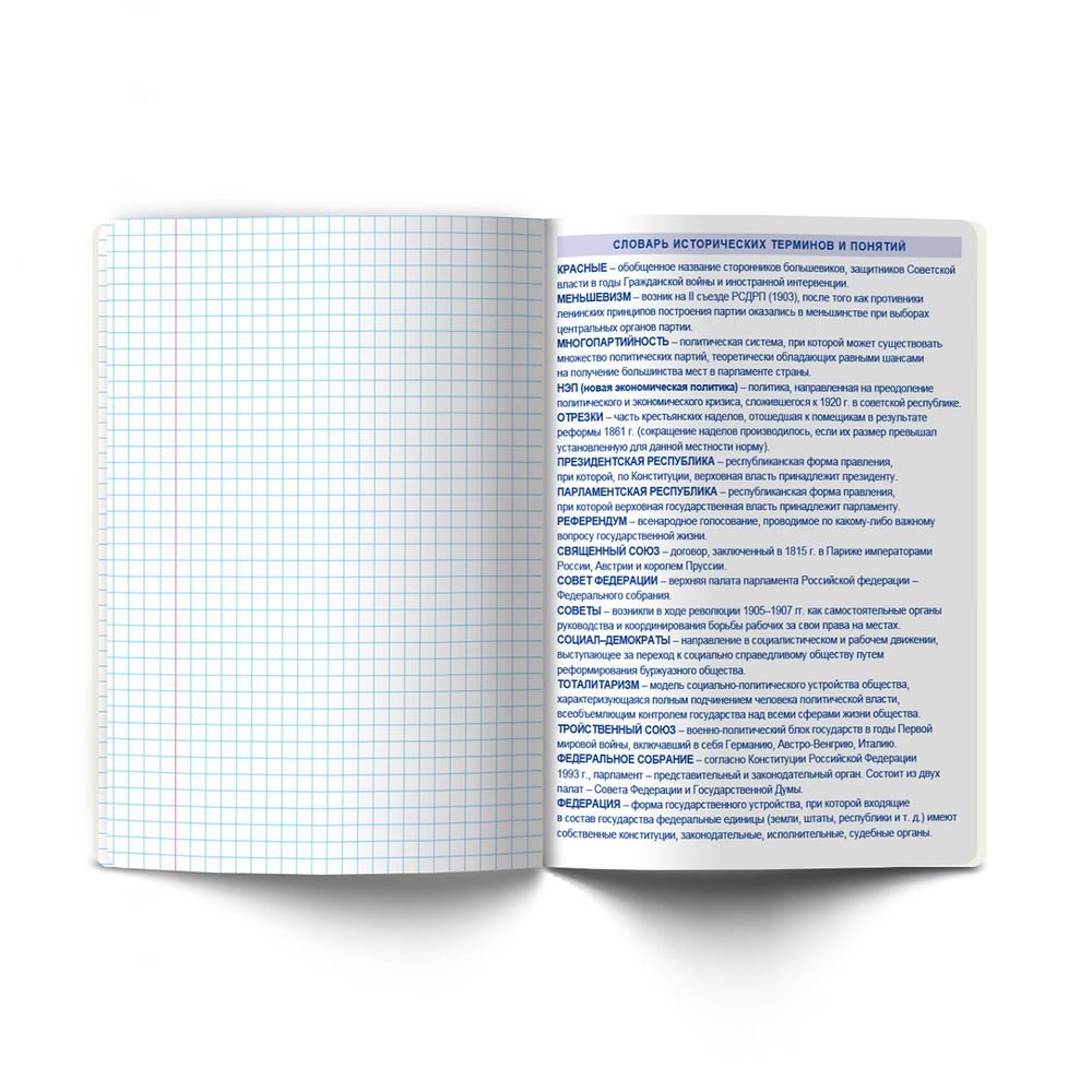 Тетрадь со справочным материалом На задней парте, выбор.лак, A5+ 48 л. на скобе 65 г/м², белизна 100 %, 10 шт, клетка, 01303 На задней парте История, Светоч Т141