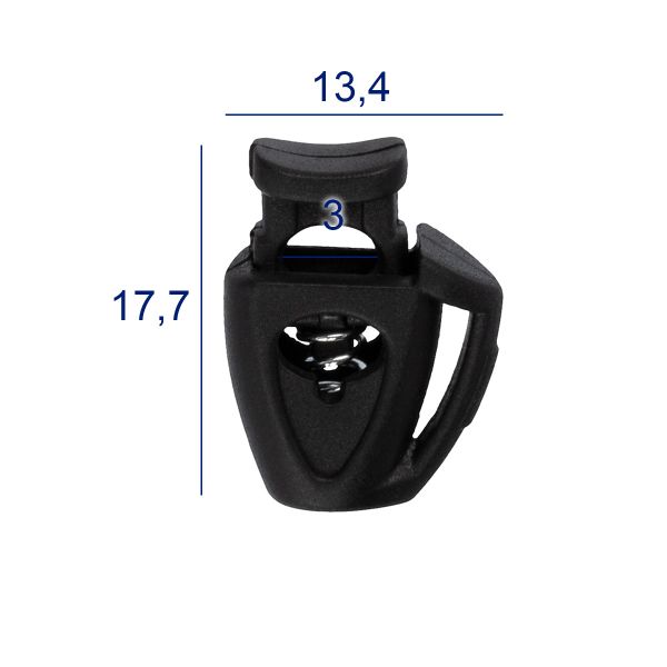 Фиксатор (зажим) для шнура пластик 1 отв., ⌀3.0 мм, 24 шт, №01 черный, Micron A 8838