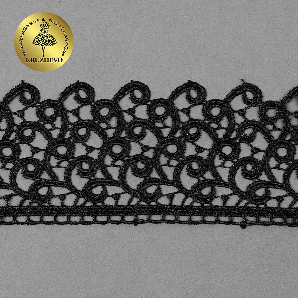 Кружево гипюр (плетёное) 80 мм, TR.8G8386, 04 черный, 12м, Kruzhevo