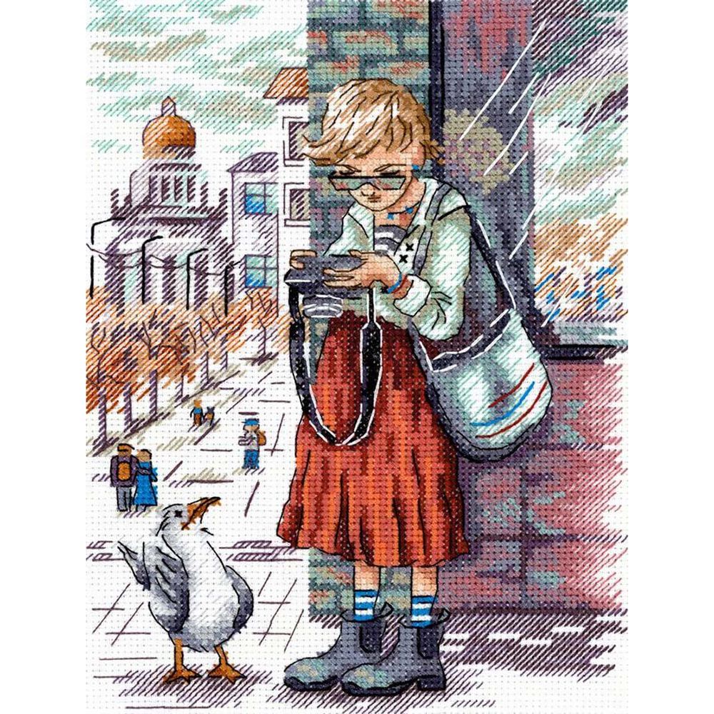 Набор для вышивания нитками МП Студия, Удачный кадр 19х14см