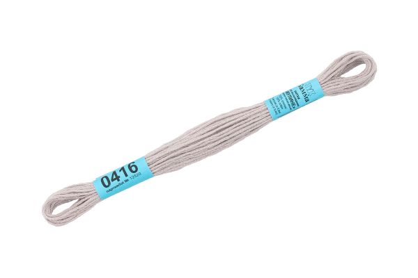 Мулине Gamma 100% хлопок, цв.0416 св.серый, 24 мотка по 8 метров