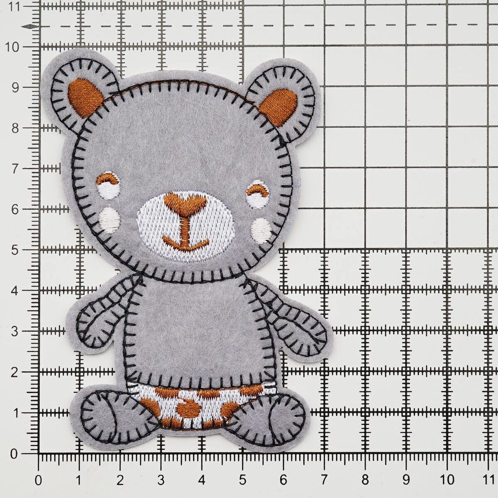 Термоаппликация Мишутка 70х97мм (Gray (серый)), 2 шт, LA524