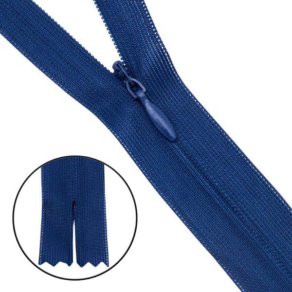 Молния потайная (скрытая) Т3 (3 мм) 1 зам., н/раз., 20 см, нейлон, F227 т.синий, 10 шт