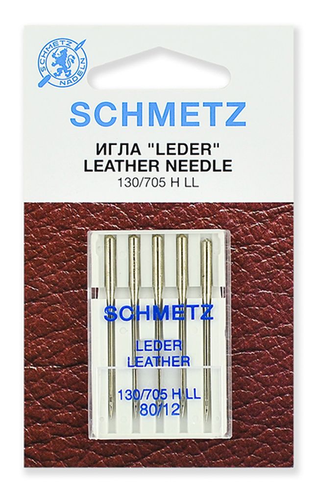 Иглы для швейных машин для кожи Schmetz 130/705H LL №80, уп. 5 игл