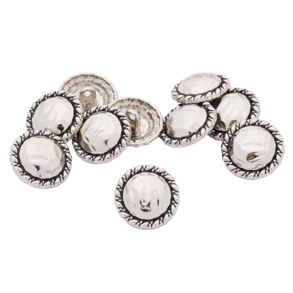 Пуговицы на ножке 28L=18 мм, металл, Silver (серебристый), 10 шт, MP01
