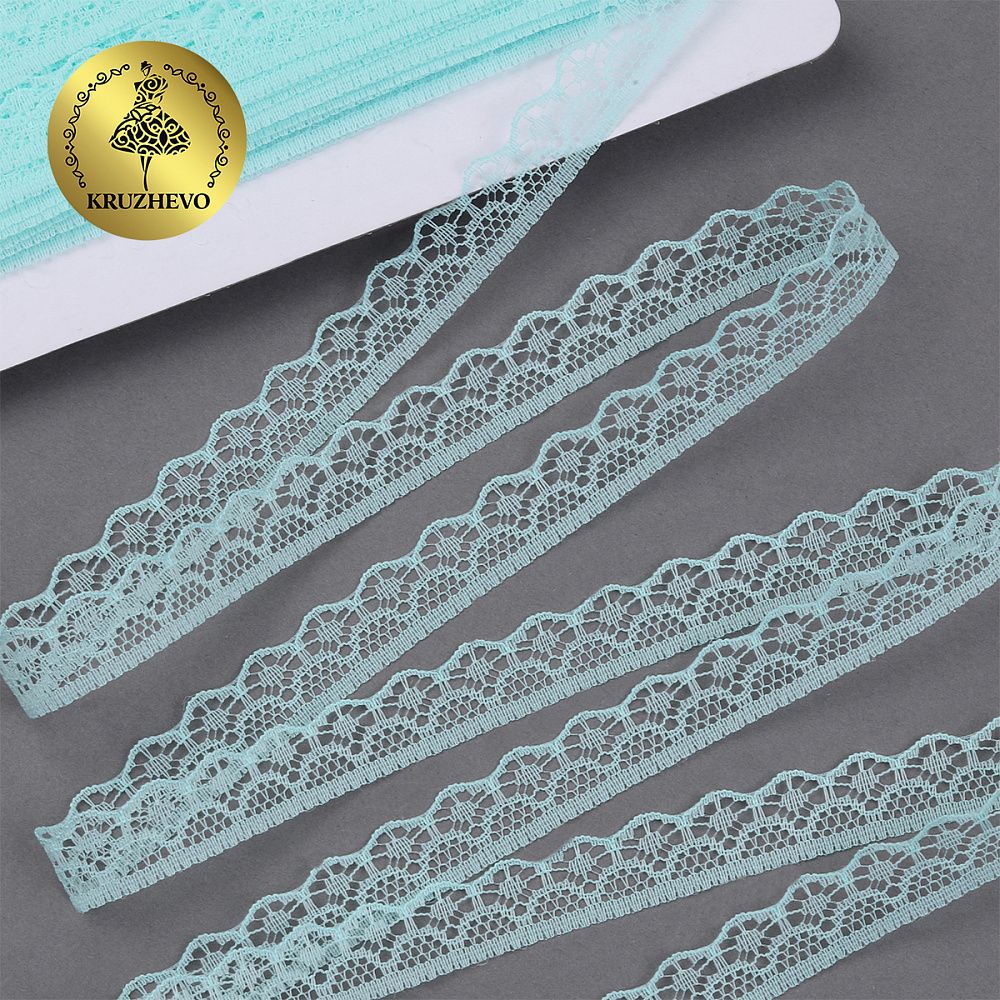 Кружево отделочное в стиле "трикотаж" 12 мм диз. 276, цв.08 мята, уп. 27,4 м