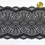 Кружево бельевое эластичное 190 мм / 10 м, 6389, цв.02 черный, Kruzhevo