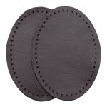 Заплатки пришивные из кожи, овал 6х8,2см с перфорацией, 2 шт, 100% кожа, 03 темно-коричневый, 9114